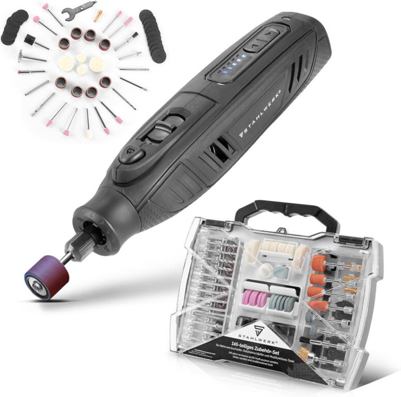 STAHLWERK Akku Mehrzweckschleifer AMF 80 ST mit 198 teiligem Zubehörset