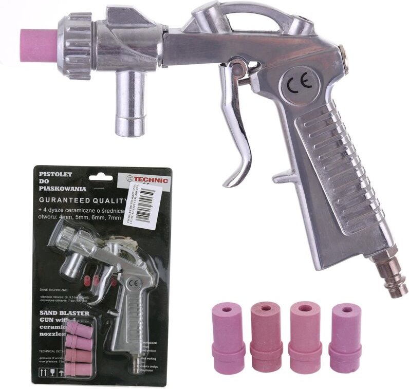 Sandstrahlpistole mit 4 Keramikdüsen, Rostreinigung, Farbe