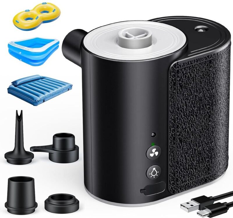 Upgrade Elektrische Luftpumpe, 2 Gänge 6000 mAh Tragbar Luftpumpe Elektrisch Wiederaufladbare Akku Luftpumpe, Elektrisch...