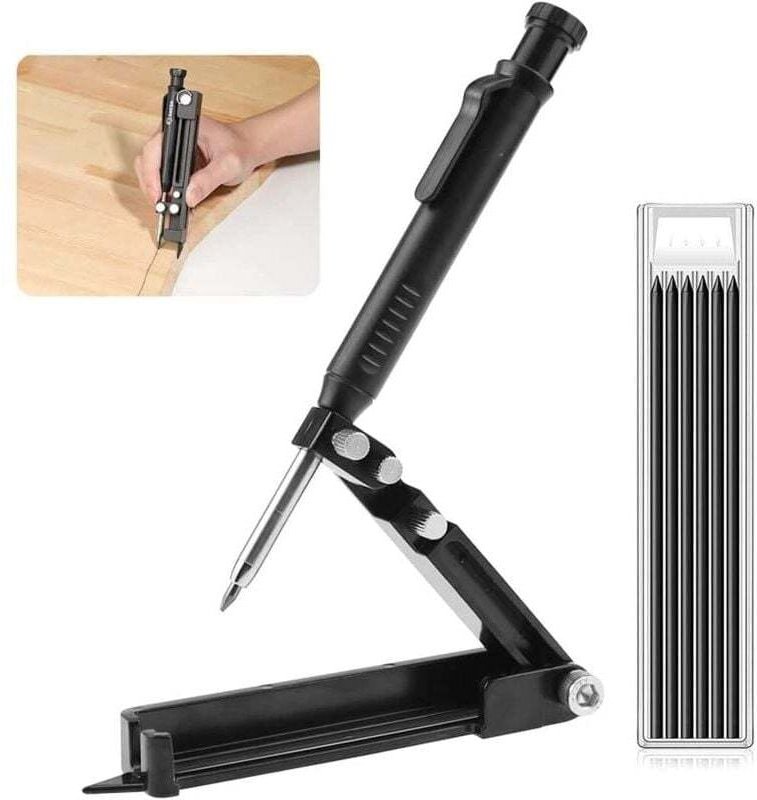 ZVD - Mehrzweck-Anreißwerkzeug, Anreißwerkzeug mit Tiefloch-Bleistift, Konstruktionsbleistift mit 6 Stück Bleistiftminen...