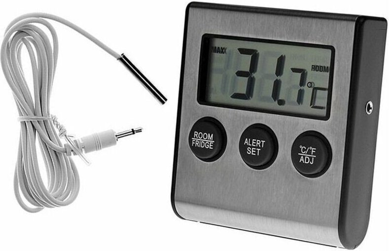 Digitales LCD-Kühlschrankthermometer, magnetisches Kühlschrankthermometer mit Hoch- und Niedrigtemperaturalarm für Kühls...