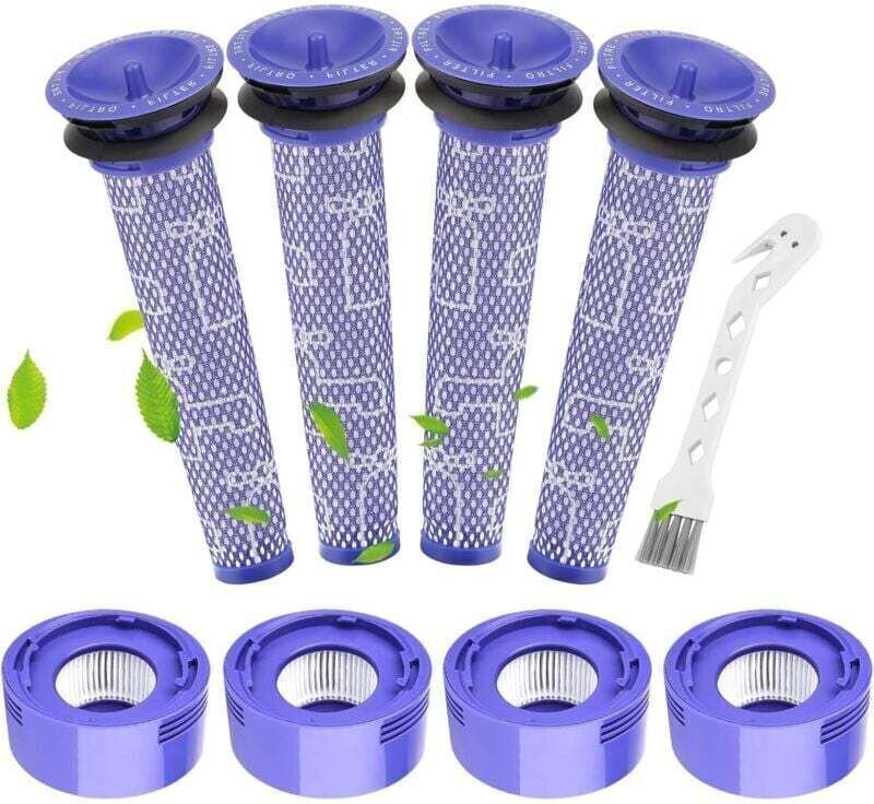 V7 V8 4er-Pack Ersatzfilter für Dyson V7 V8 Absolute Animal Staubsauger, 4 Nachmotorfilter und 4 Vorfilter-Sets, ersetzt...