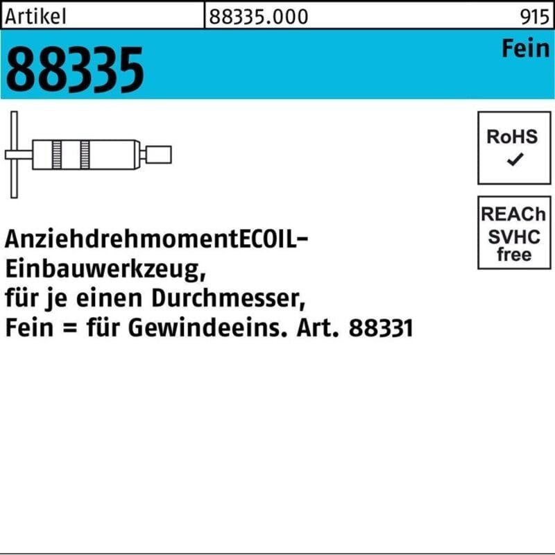 Einbauwerkzeug R 88335 M20x 2 Stahl 1 Stück AMECOIL