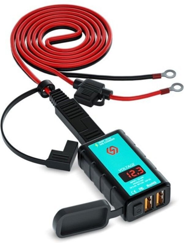 USB-Anschluss Motorrad 12V mit digitaler Spannungsanzeige der Batterie