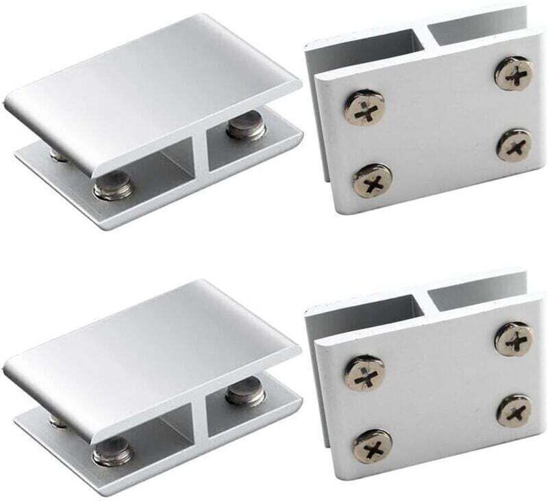 Set mit 4 Glasklemmen aus Aluminiumlegierung zur Befestigung von Duschwänden, Tischen und Paneelen, XU, verstellbar für ...