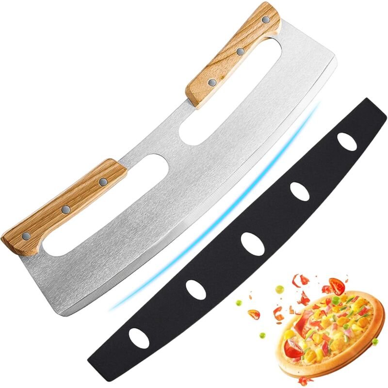 Pizzamesser, 35-mm-Pizzamesser aus Edelstahl mit Holzgriff, professionelles Pizzamesser mit massivem Holzgriff (verdickt...