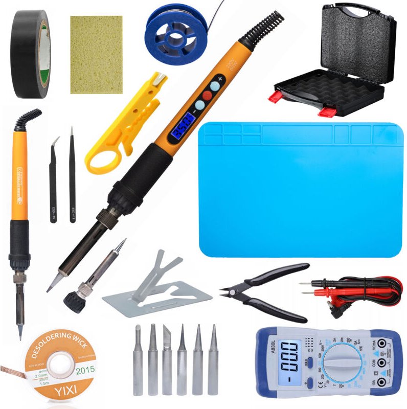 Rosfix Set Elektrisches Lötwerkzeug Electric S 22-in-1 – 60 W Präzisions-Lötkolben mit LCD 180–500 °C, ESD-Schutz, 900M ...