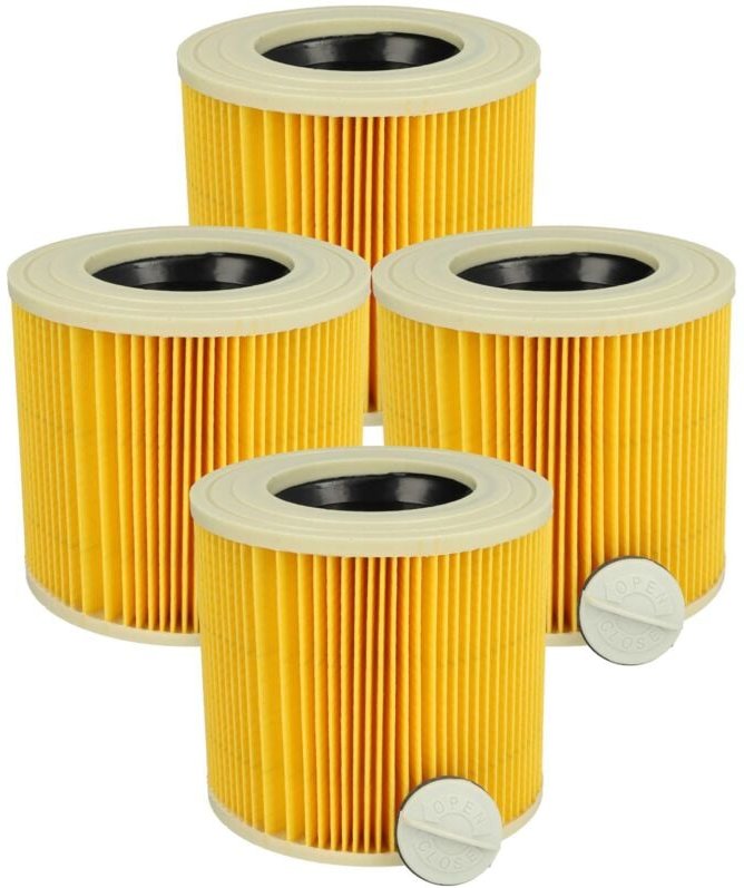 vhbw 4x Faltenfilter Ersatz für Kärcher KFI 3310, 9.755-260.0 für Staubsauger - Patronenfilter Gelb Abwaschbar