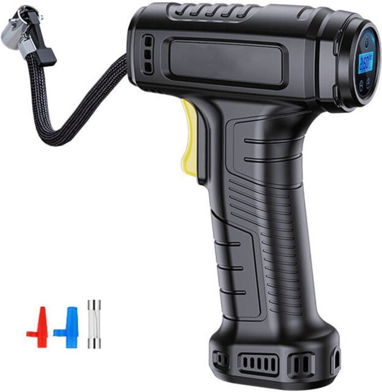 Mumu - Tragbarer Luftkompressor 12 v, 150 psi Autoreifenfüller, tragbare Mini-Elektro-Luftpumpe, mit LED-Licht und Düsen...