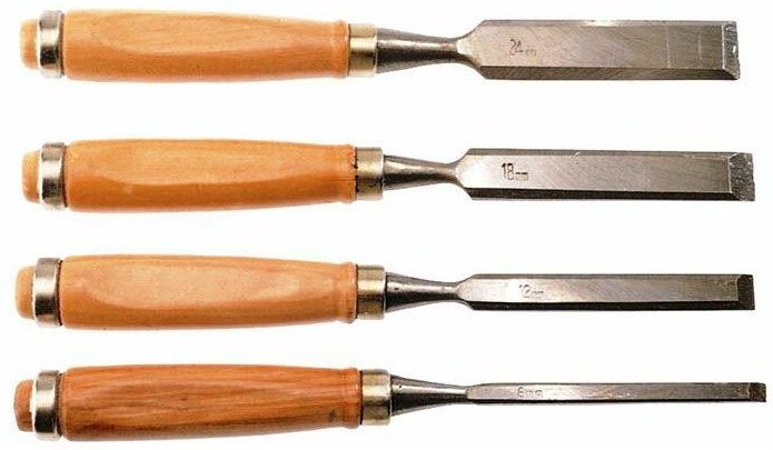 Drel dłuta do drewna płaskie kpl. 4szt. 6/12/18/24mm