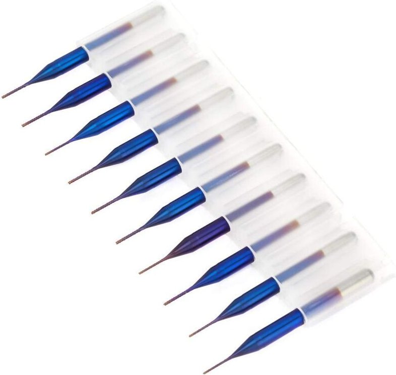 Memkey - 10 Stück Kegel-Hartmetall-Fräser, Bohrer, Wolframgrat, blau beschichtete Schaftfräser für scm Leiterplatten-Gra...