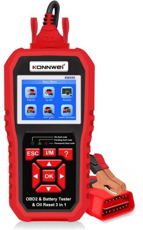KW890 Professioneller OBDII-Scanner, Kfz-Code-Lesegerät, Fahrzeugscanner + Batterietester + Spezialfunktion zum Zurückse...
