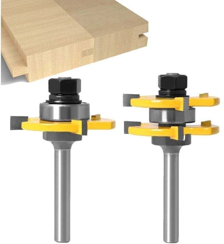 8-mm-Schaft-Nutfräser-Set, 2 Nutfräser, Holzbearbeitungswerkzeuge, 3-schneidiger T-Nutfräser für Holzbearbeitung und Sch...