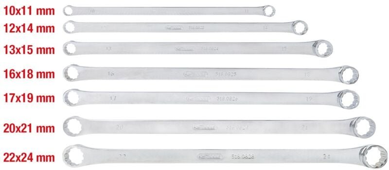 KS Tools CHROMEplus Doppel-Ringschlüssel-Satz, XL, 7-tlg.