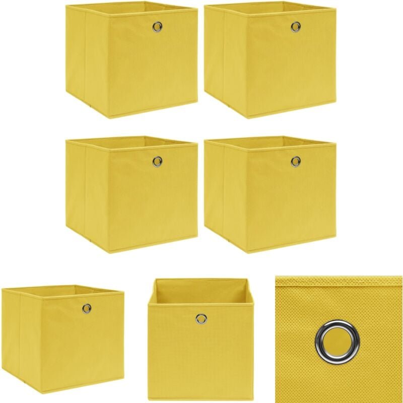 The Living Store - Aufbewahrungsboxen 4 Stk. Gelb 32x32x32 cm Stoff - Ordnungshelfer - Gelb