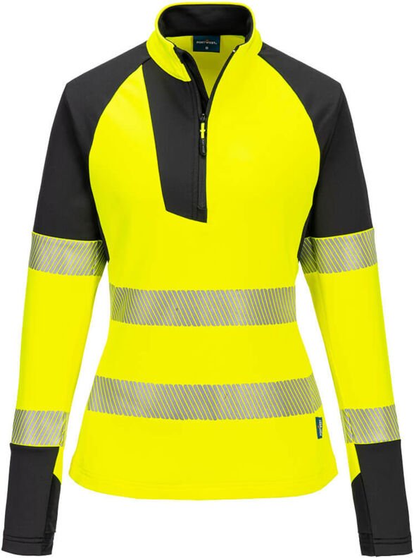 Sweatshirt mit Reißverschluss Hv für Damen Pw3 – Größe S – Gelb/Schwarz – Portwest