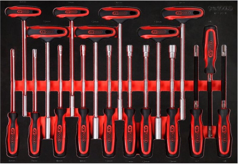 KS Tools T-Griff-Winkelstiftschlüssel-Satz in Schaumstoffeinlage, 18-tlg., Art.Nr. 811.2018
