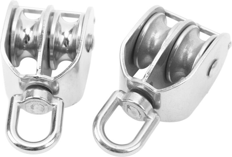 Eosnow 2pcs Doppelriemenscheibe Block M32 Rollblätter Edelstahl 360 Grad Rotation für die Kabelhebe