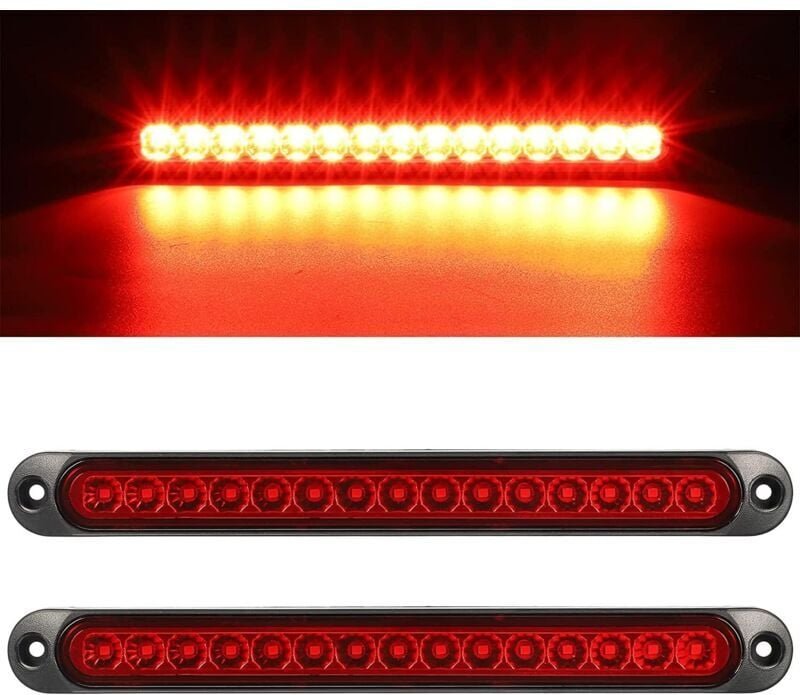 ZVD - Lot de 2 barres de feux arrière de frein de remorque 12-24 v 15 led, feu arrière étanche, feu de conduite, camion ...