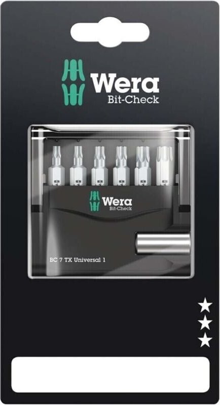 Bitsatz Mini-Check tx sb Torx 7teilig Bithalter/6Bits Bit-L.25mm Bits zähhart Magnetbithalter
