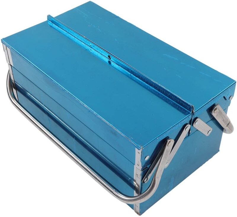 Werkzeugkasten aus Metall, faltbarer Aufbewahrungskasten aus Edelstahl, multifunktionaler Werkzeugorganizer mit 2 Ebenen...