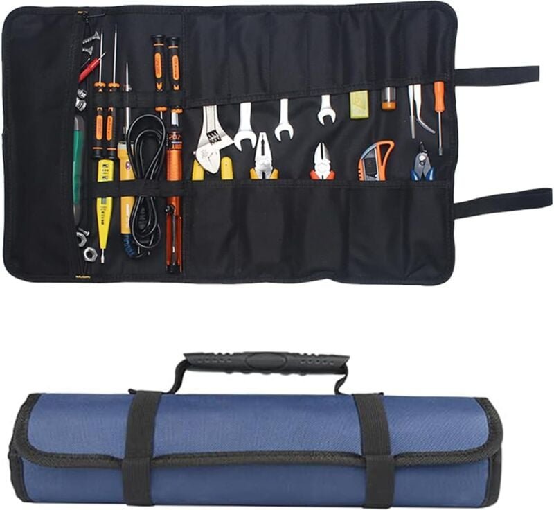CCYKXA 1 Stück Oxford-Werkzeugtasche 58,5 x 35,5 cm – 22 Taschen, aufrollbar, wasserdicht Für Profis und den Heimgebrauc...