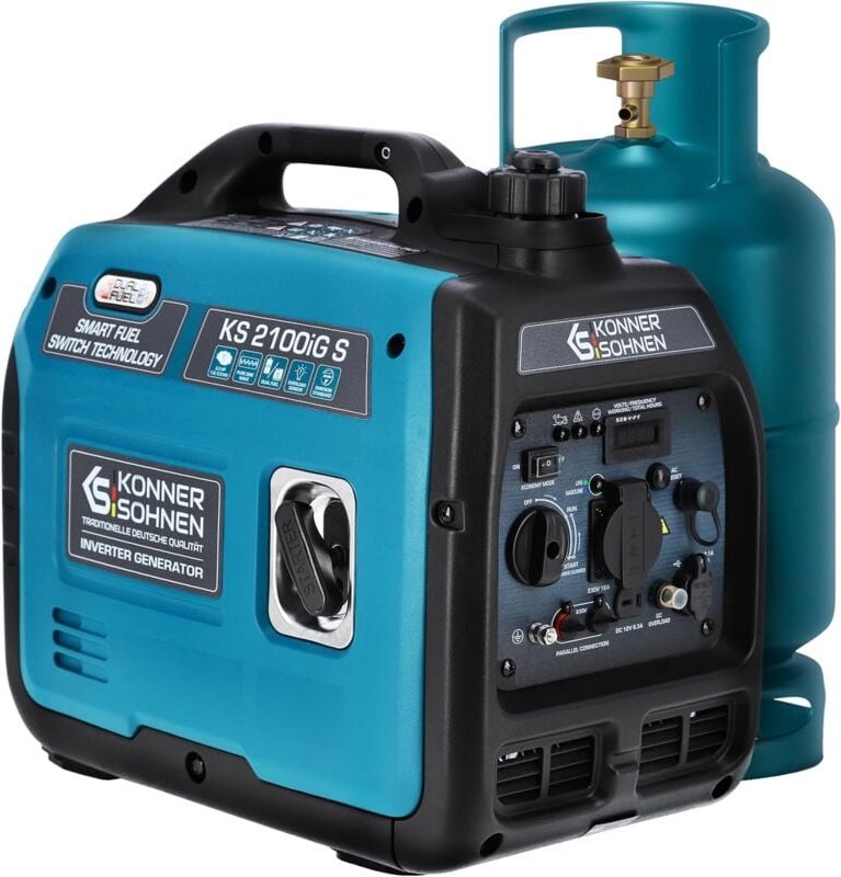 LPG/Benzin-Inverter-Generator ks 2100iG s von Könner&söhnen Schallgedämmtes Gehäuse (62 dB Lpa 7 m). Höchstleistung 2000...