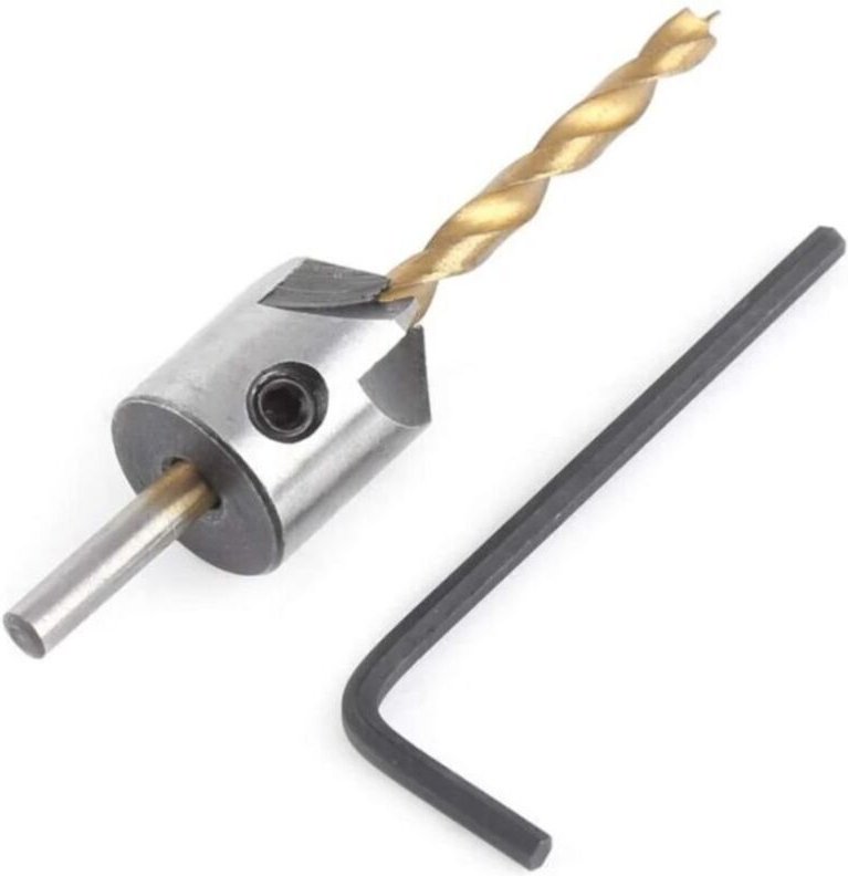 (5 mm) Holzbohrer mit Senker, HSS-Stahl-Hochgeschwindigkeits-Holzbohrer, konischer Holzsenker mit Innensechskantschlüsse...