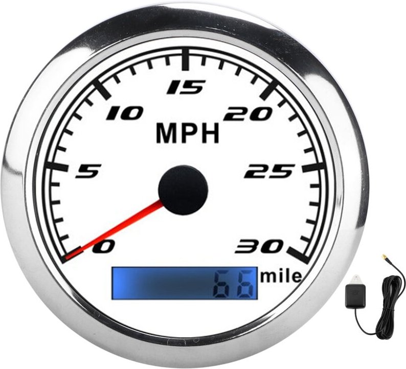 Universeller GPS-Tachometer 30 MPH Geschwindigkeitsanzeige IP67 wasserdicht mit roter Hintergrundbeleuchtung für Auto, B...
