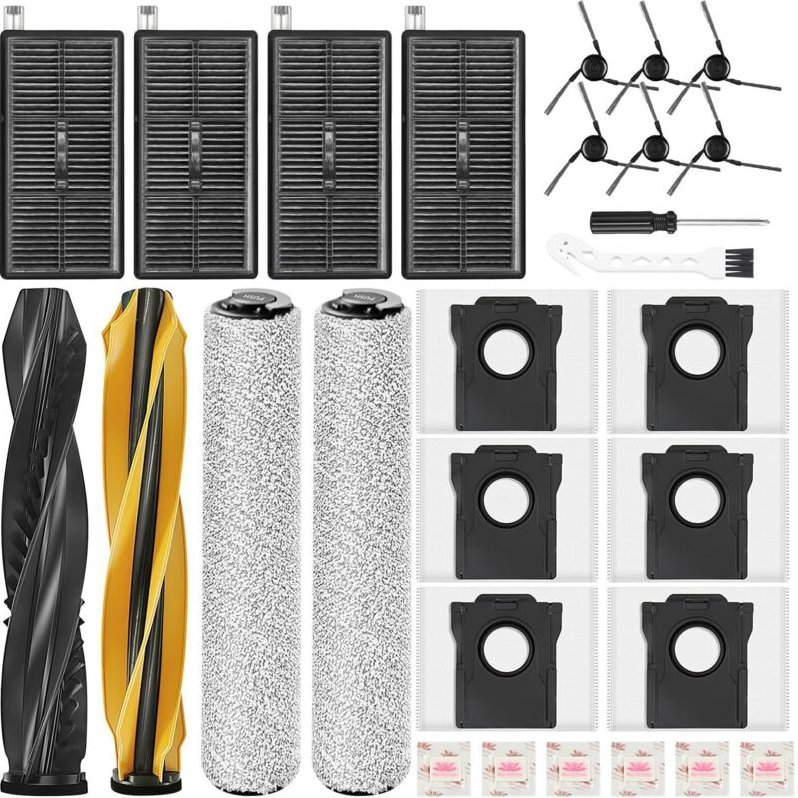 28 Stück Zubehörset für Dreame Aqua10 Ultra Roller Complete Saugroboter, 2 Hauptbürsten & Rollen-Wischtuch, 4 Filter, 6 ...