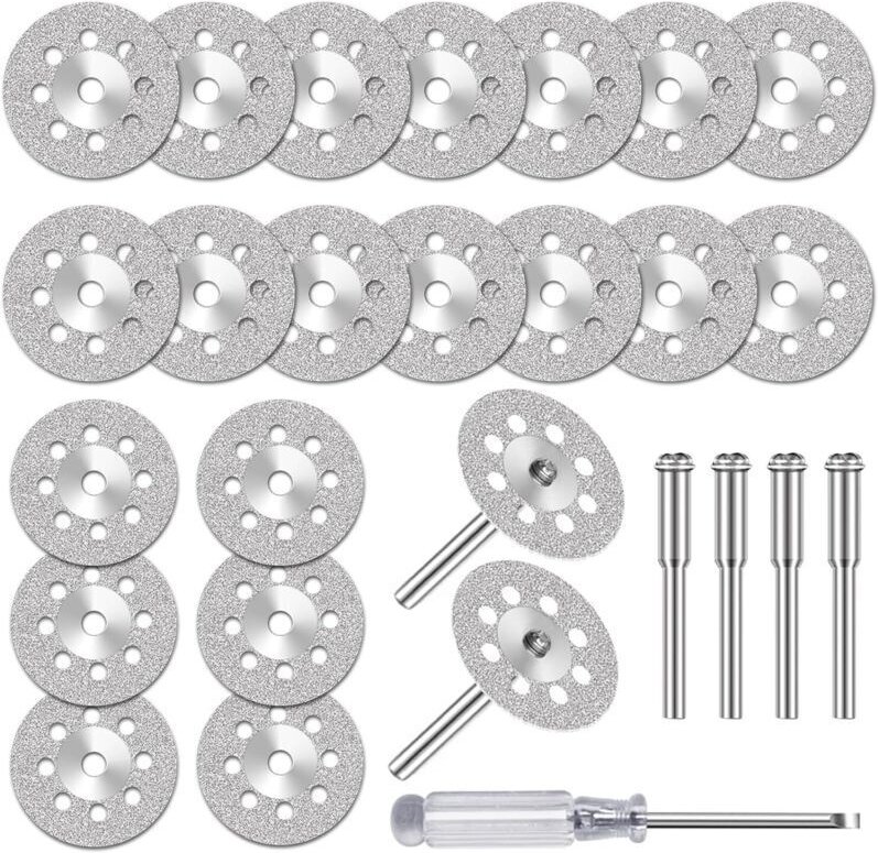 20 Mini-Diamanttrennscheiben für Dremel mit 3-mm-Dorn zum Schneiden von Stein, Glas und Keramik