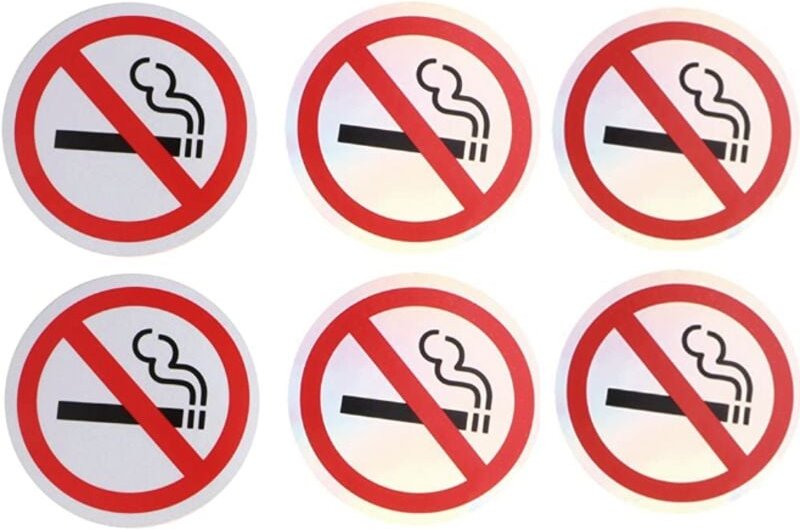 CCYKXA Rauchverbotsschild-Aufkleber, 6 Stück, 82 mm, Auto, Van, Fenster, Taxi, Raum, Warnplakat, kratzfest, selbstkleben...