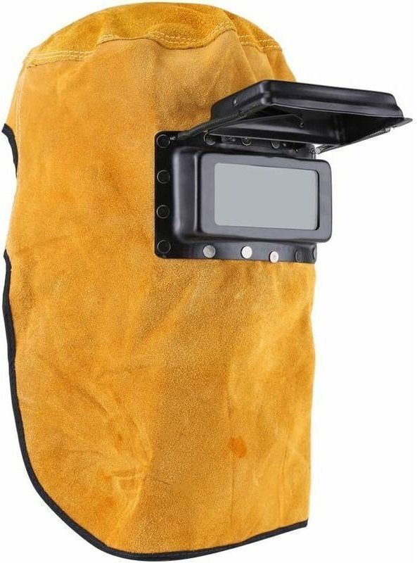 Schutzmaske für Schweißhelm, Lederlinse, hochklappbare Schweißerhaube, vollständiger Schutz, langlebig, hitzebeständig, ...