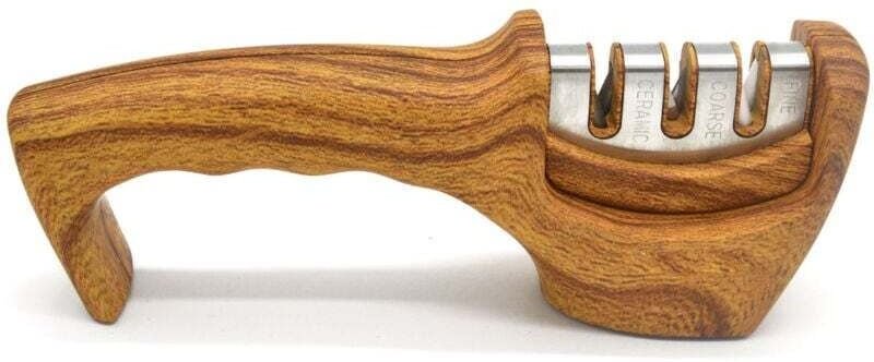 Messerschärfer, Messerschleifer Profi, 3-Stufen Knife Sharpener, Holz Messer schärfen manuelle Messerschärfer, Ideal für...