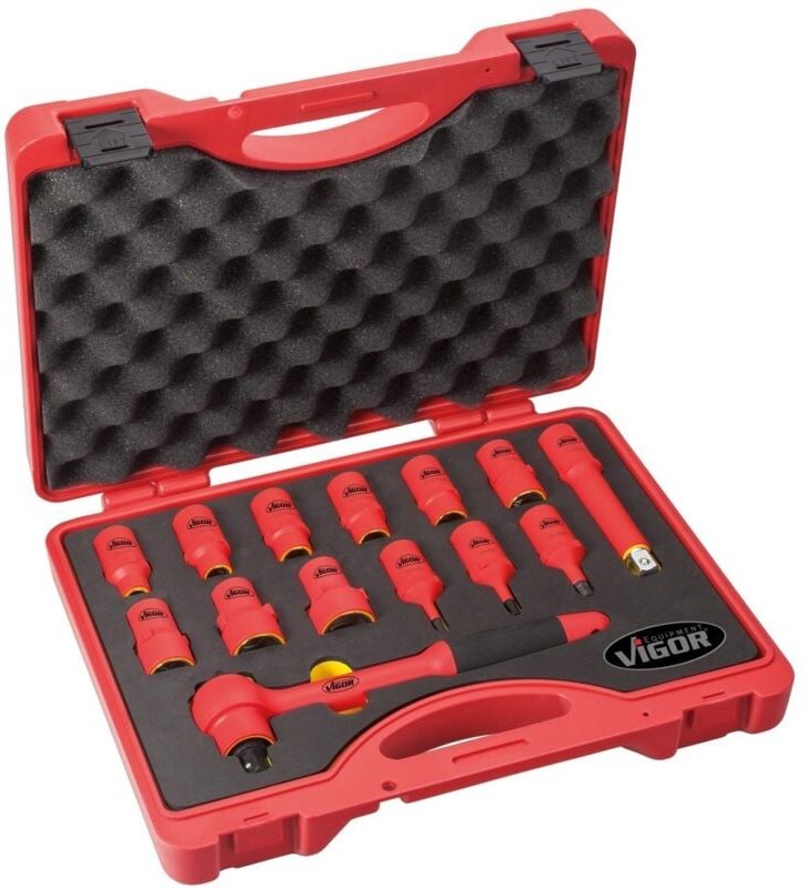 Vde Steckschlüssel Satz, Vierkant hohl 12,5 mm (1/2), Außen Sechskant Profil, Innen Sechskant Profil, 5 - 24, Anzahl Wer...