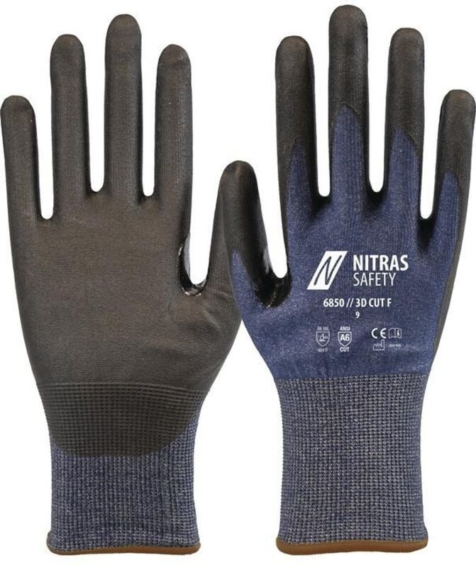 Schnittschutzhandschuhe 3D CUT F Größe 8 marineblau/schwarz EN ISO 21420, EN 388