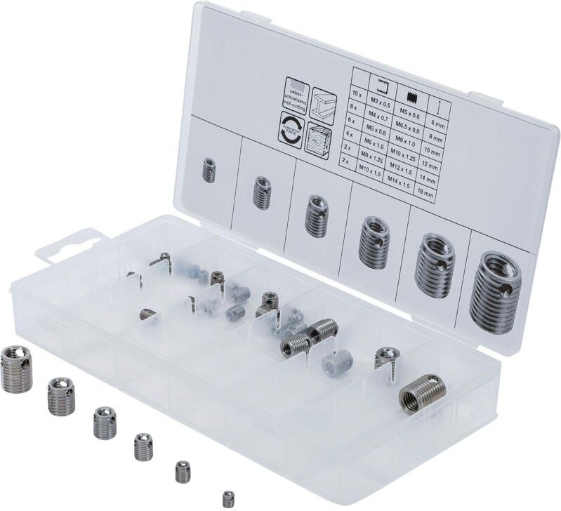 Gewindeeinsätze-Sortiment selbstschneidend 32-tlg.