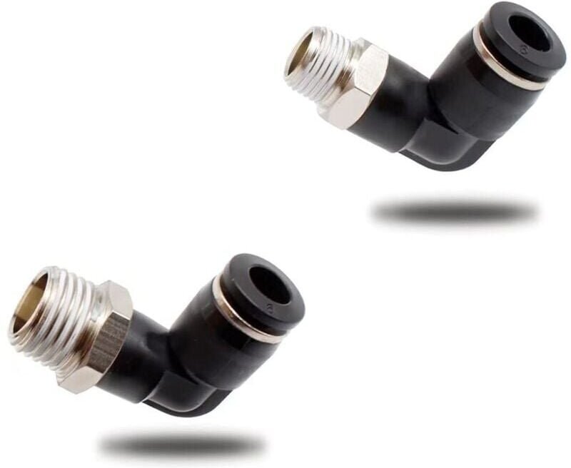 6-teilige pneumatische Verbindungsstücke, Schnellverschraubungen mit Außengewinde, schwarzer pneumatischer Winkelverbind...