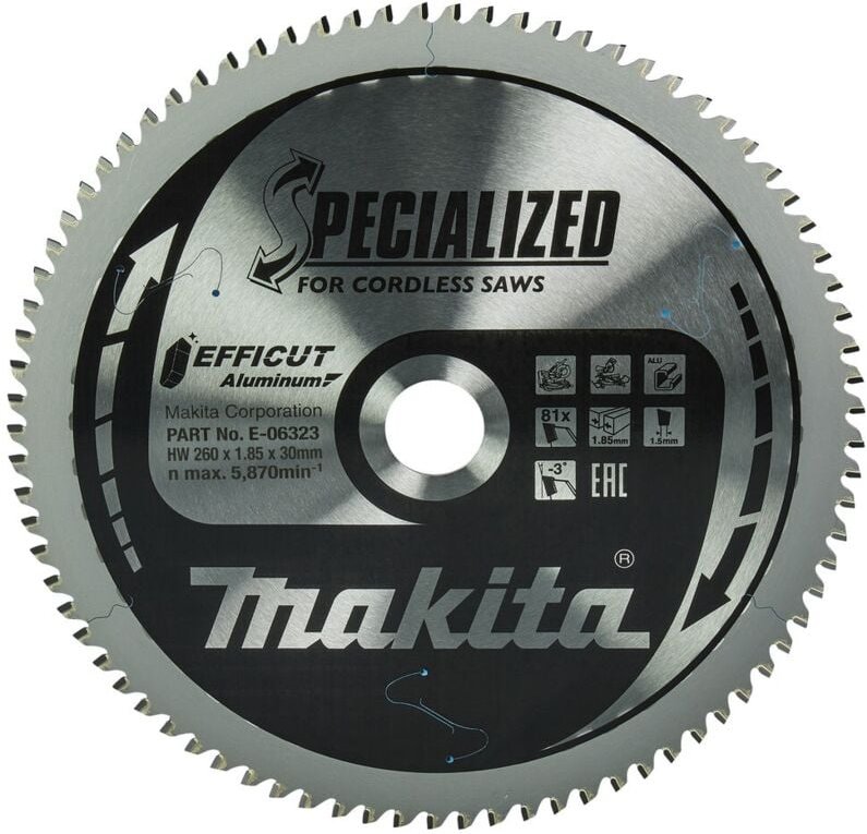 Sägeblatt efficut 260x1,5x30, 81Z Aluminium - Makita