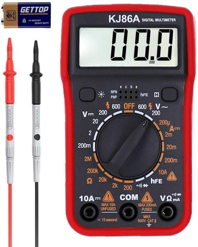 Multimeter, Durchgangsprüfer, Spannungstester, Batterietester, digitales Voltmeter, Ohm, Volt, Amperemeter, AC/DC-Spannu...