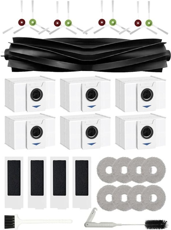 Zubehörset für Ecovacs deebot T20 omni/deebot T20e Omni Ersatzteile 29 Packungen: 1 Hauptbürsten, 8 Seitenbürsten, 8 Wis...