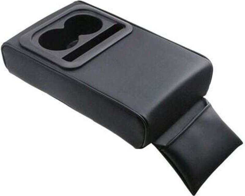 Auto-Armlehnenkissen, universelles Armlehnenkissen für die Mittelkonsole des Autos, PU-Leder-Memory-Schaum mit Getränkeh...