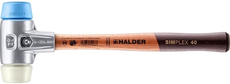 Hammer HALDER SIMPLEX TPE weich / Nylon mit Aluminiumgehäuse und Holzstiel - D=40 mm - 3118.040