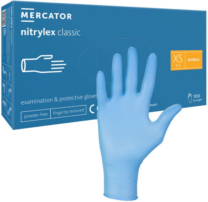 Nitrilhandschuhe XS blau Mercator Nitrylex Classic 100 Stück