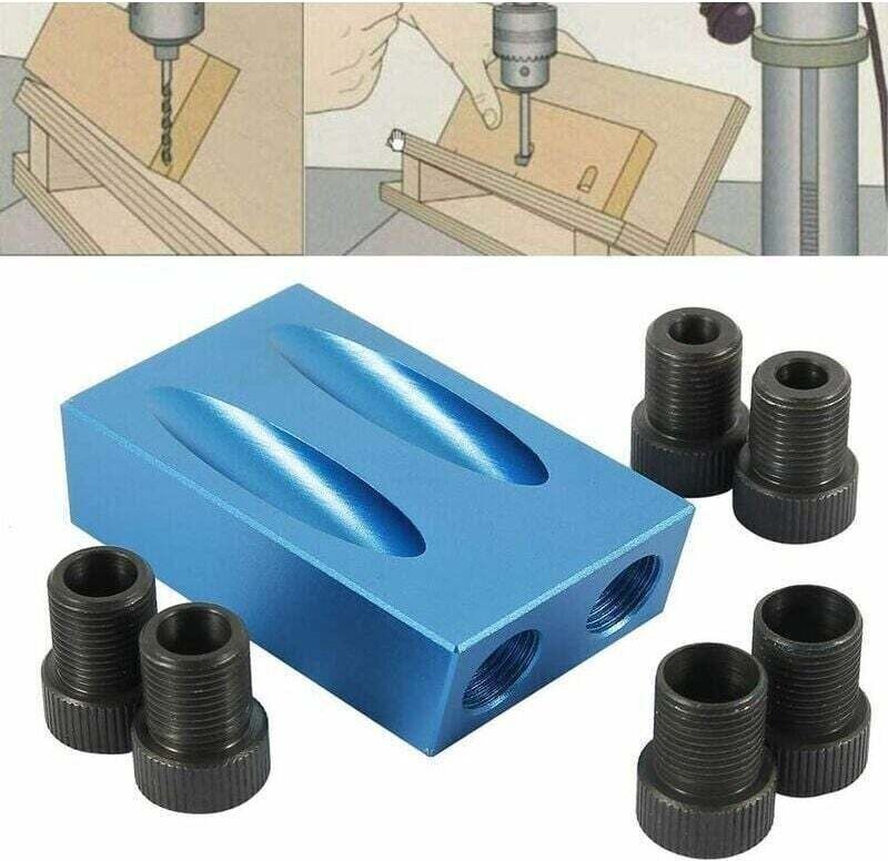 15-teiliges Winkelbohrset mit 15°-Bohrern, Positionierer für Holzbearbeitung, Taschenlochbohrlehre, Eckbohrführung für H...