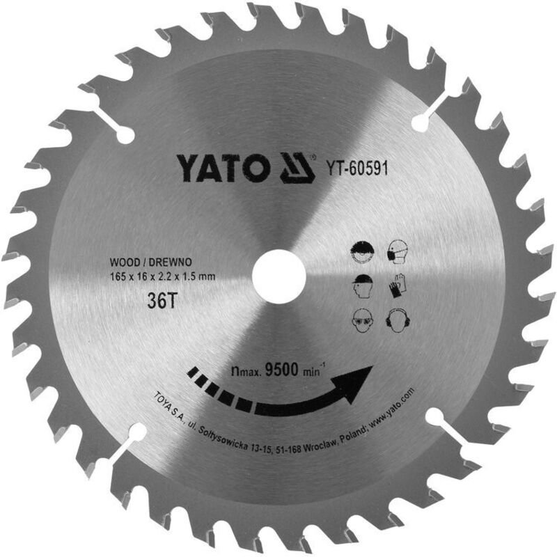 TCT-Holztrennscheibe 165X36TX16MM YT-60591 Yato