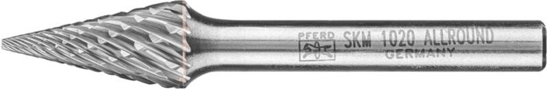 Hartmetall Hochleistungsfrässtift allround Spitzkegel skm ø 10x20mm Schaft-Ø 6mm universal grob - Pferd