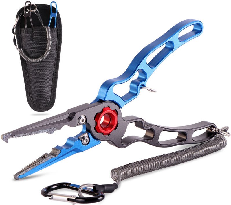 Outdoor Supplies Feststellbare Angelzange aus Titanlegierung, Angelkopf (grau-blau)