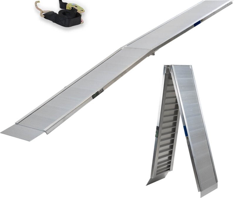 TRUTZHOLM 1 x Auffahrrampe klappbar 307 cm extra lang 450 kg Alu grau geriffelt Motorradrampe