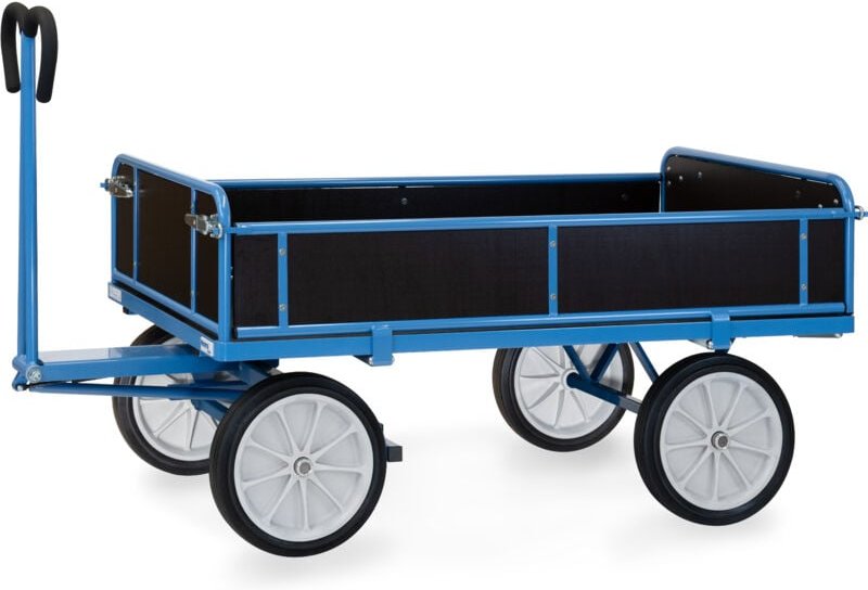 Fetra Handpritschenwagen mit Bordwänden, mit Vollgummi-Bereifung, 1600x900 mm